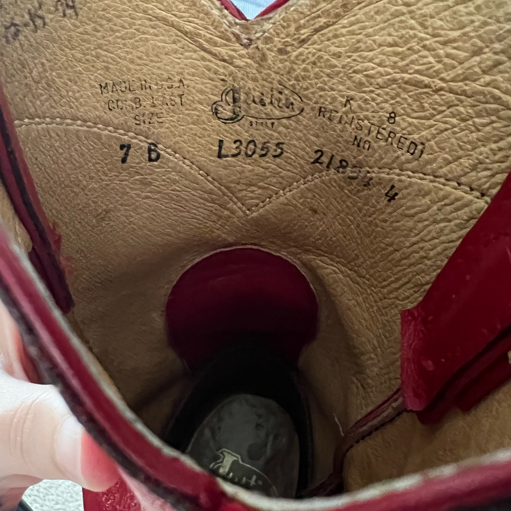 Justin Boots Red Leather Women's Shoes - Picture 7 of 7